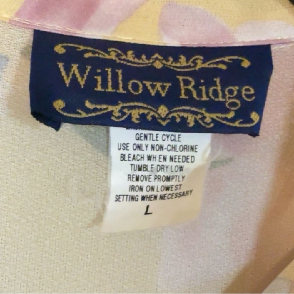 Willow Ridge vintage Floral Button-Up Blouse cottage core Sheer Top Large - Picture 6 of 6